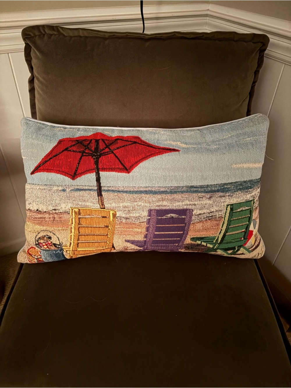 Beach Scene Decorative Throw Pillow - Multicolor